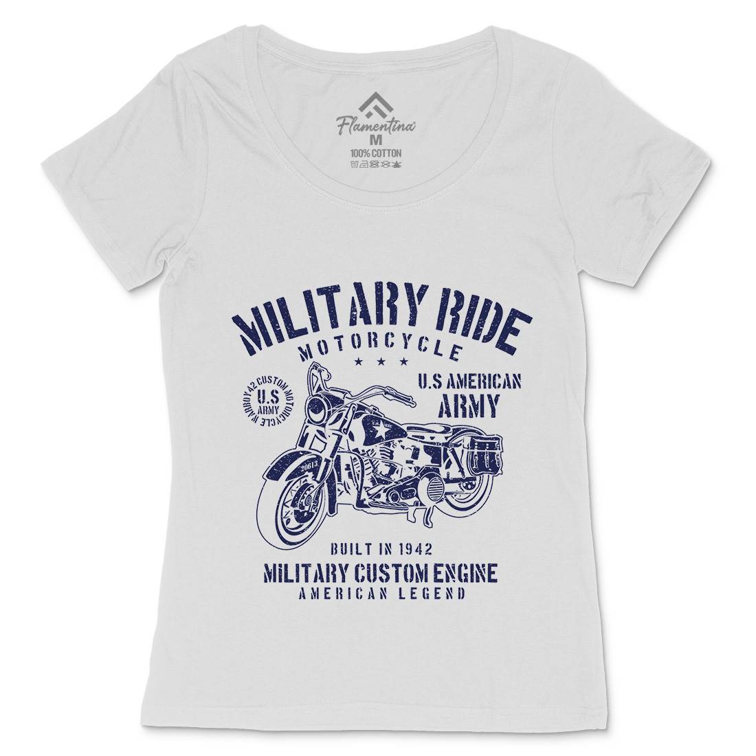 Military Ride Womens Scoop Neck T-Shirt Army A088