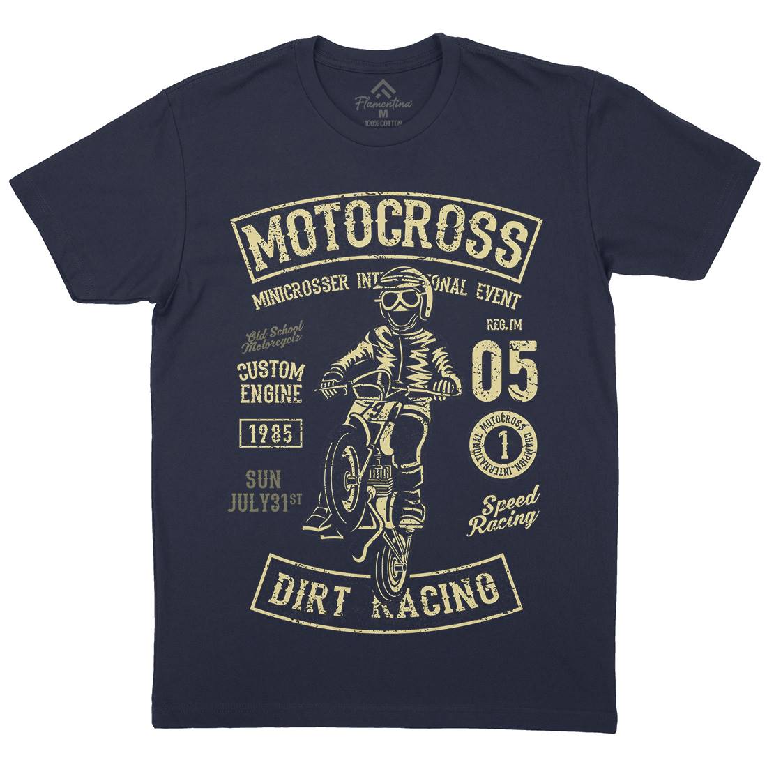 Moto Cross Mens Organic Crew Neck T-Shirt Motorcycles A089