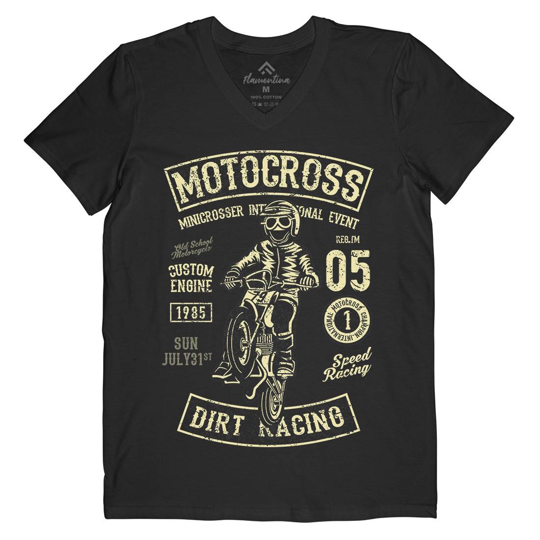 Moto Cross Mens V-Neck T-Shirt Motorcycles A089