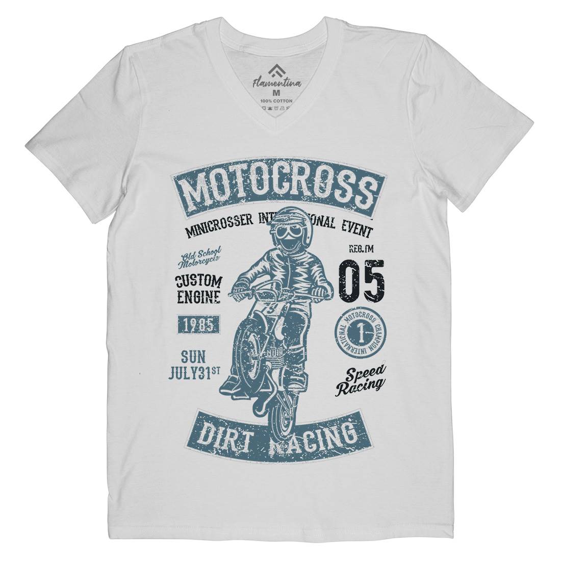Moto Cross Mens V-Neck T-Shirt Motorcycles A089
