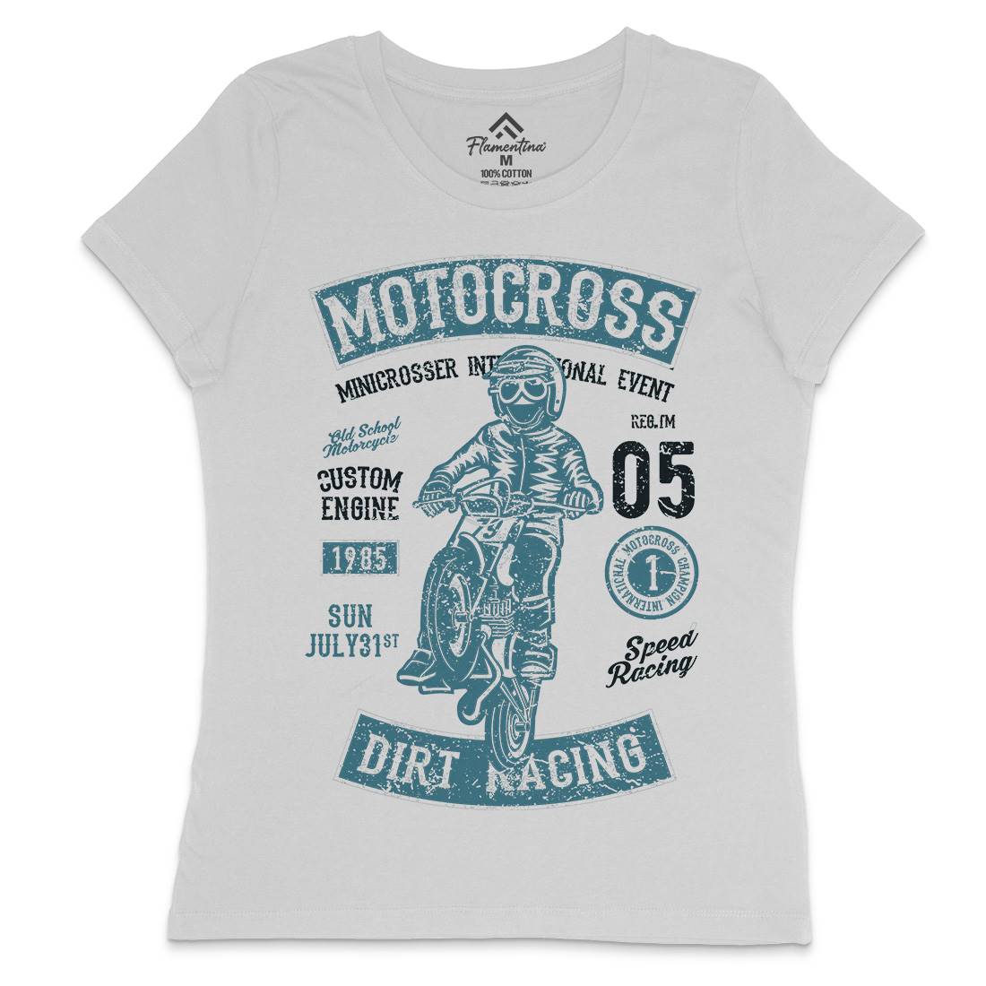 Moto Cross Womens Crew Neck T-Shirt Motorcycles A089
