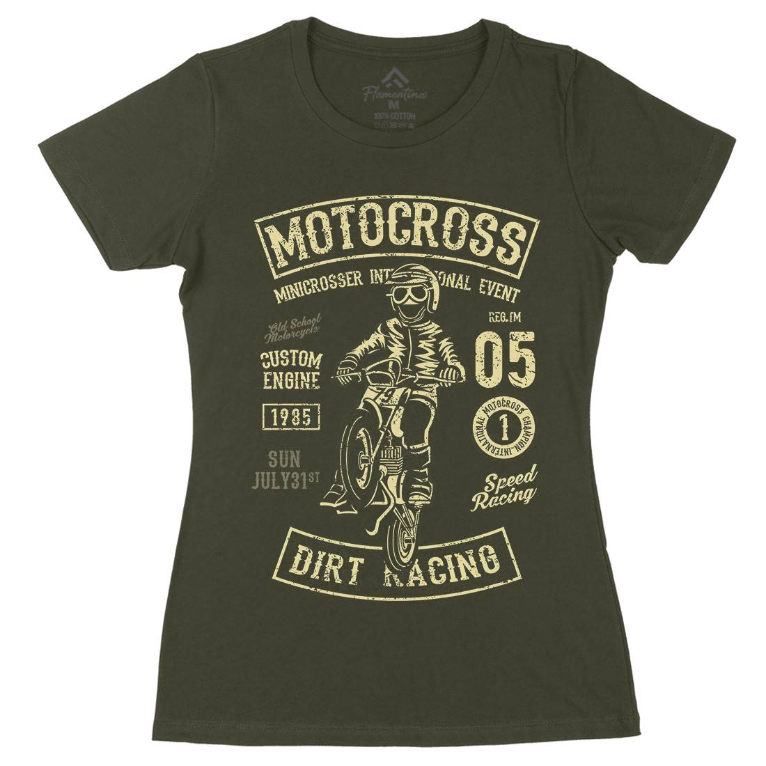 Moto Cross Womens Organic Crew Neck T-Shirt Motorcycles A089