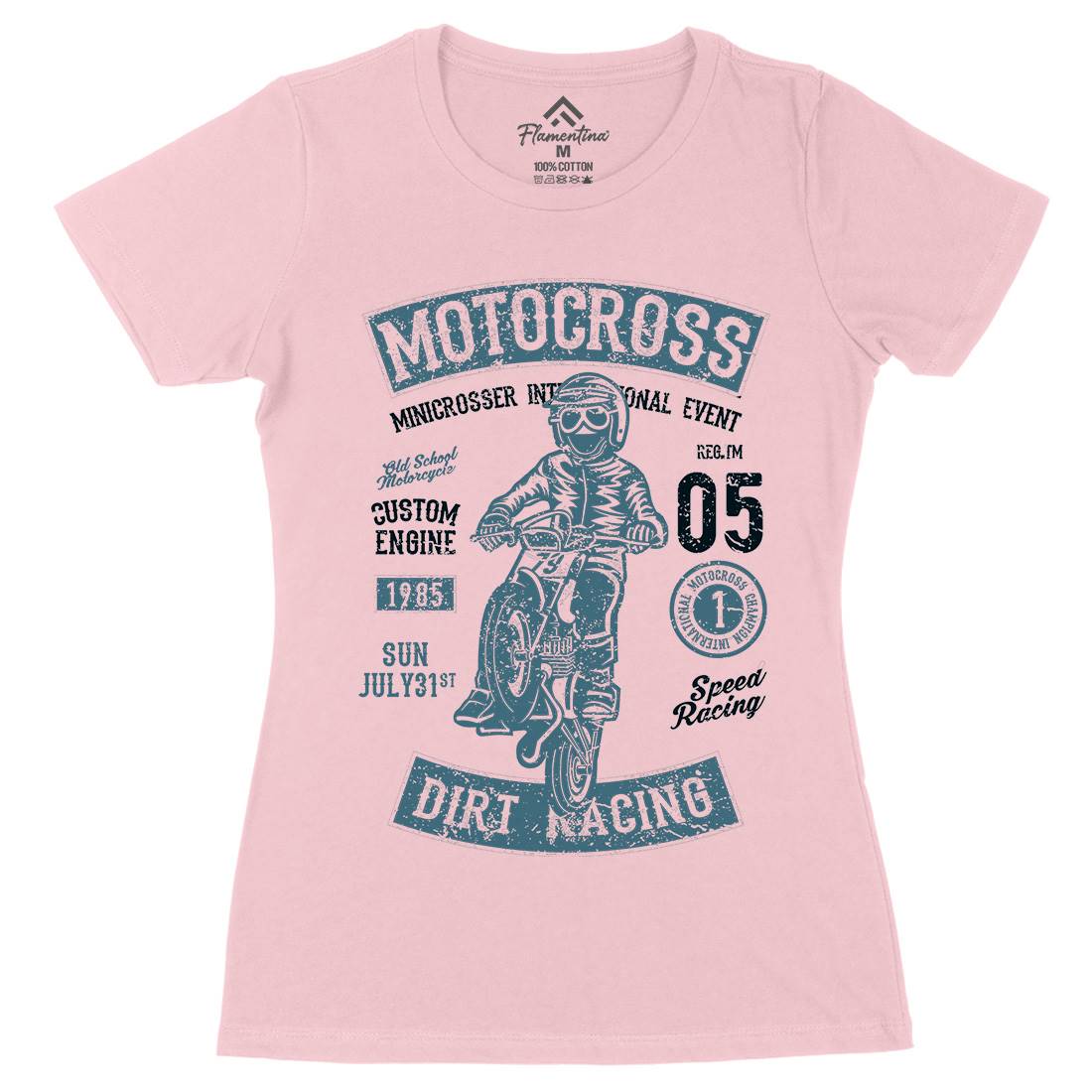 Moto Cross Womens Organic Crew Neck T-Shirt Motorcycles A089