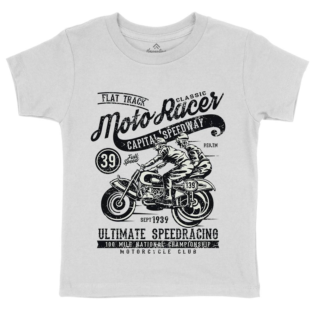 Moto Racer Kids Organic Crew Neck T-Shirt Motorcycles A090