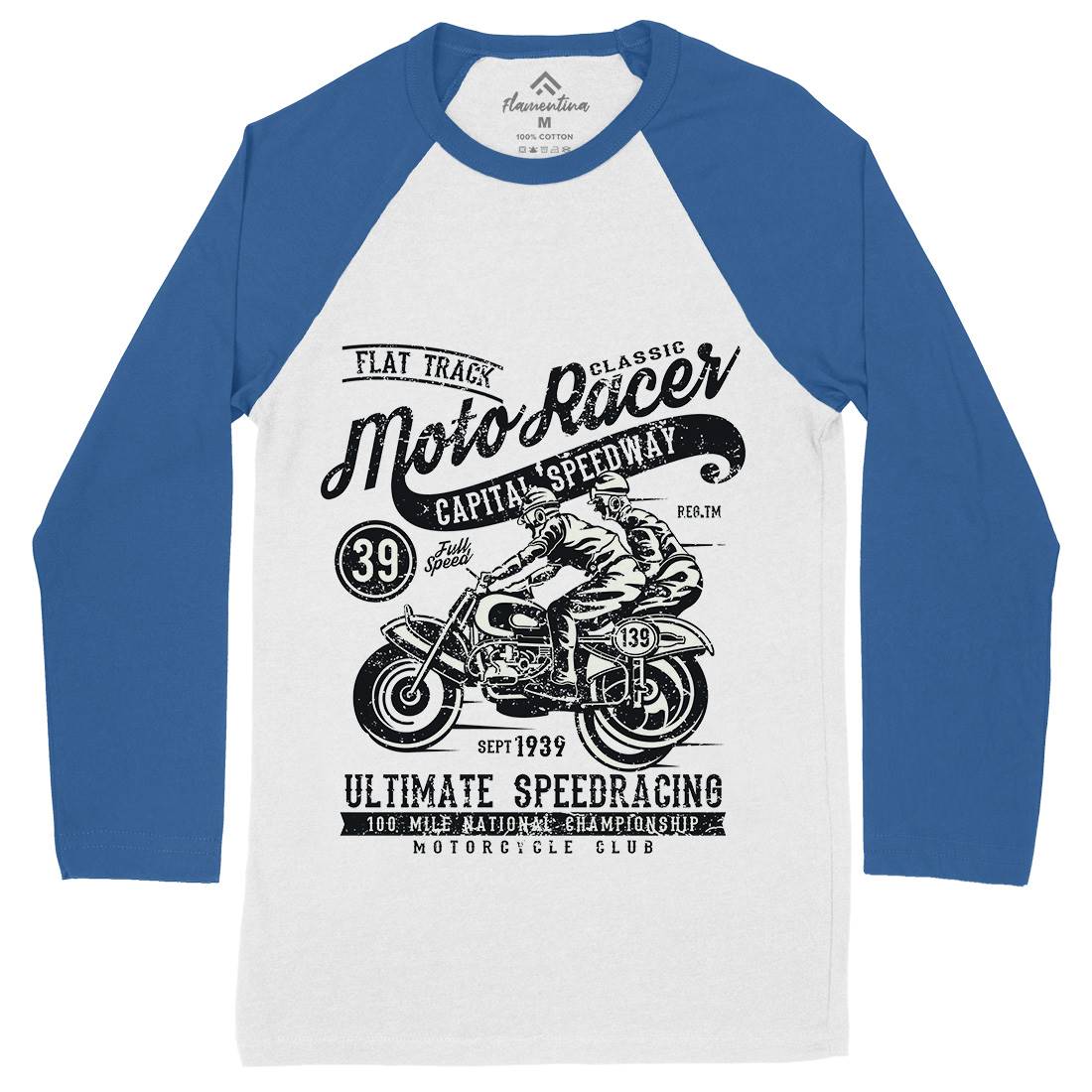 Moto Racer Mens Long Sleeve Baseball T-Shirt Motorcycles A090