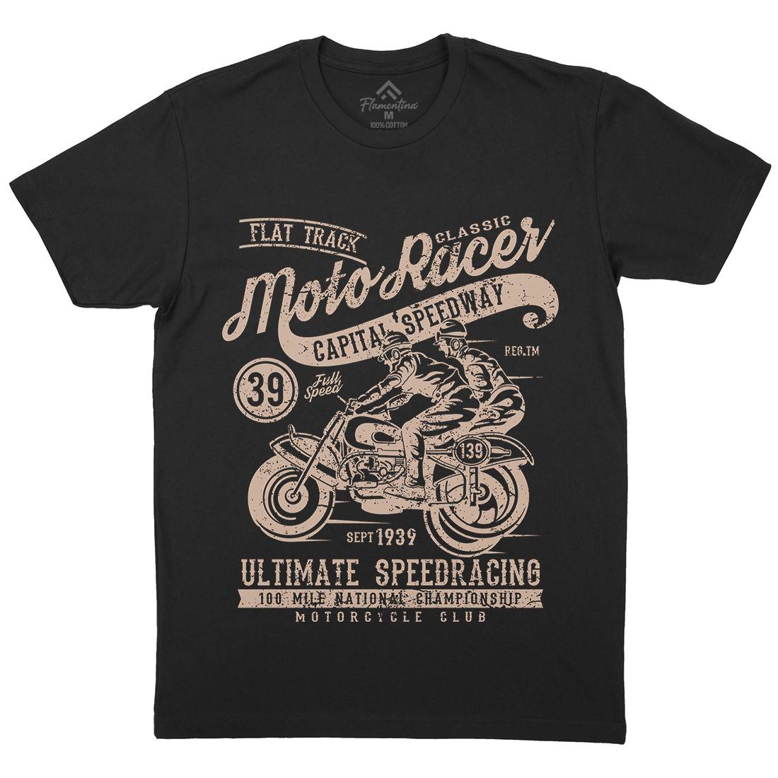 Moto Racer Mens Organic Crew Neck T-Shirt Motorcycles A090