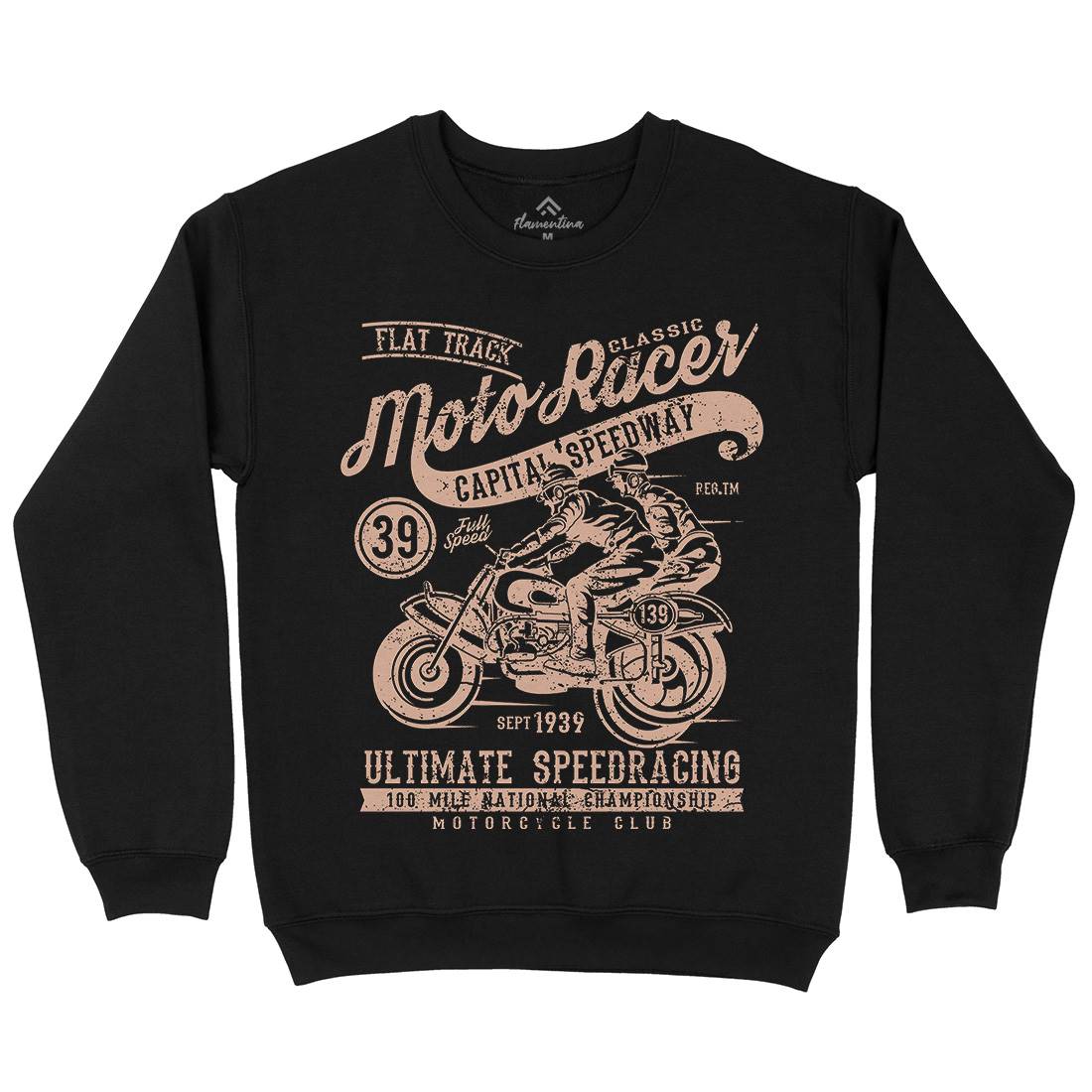 Moto Racer Mens Crew Neck Sweatshirt Motorcycles A090