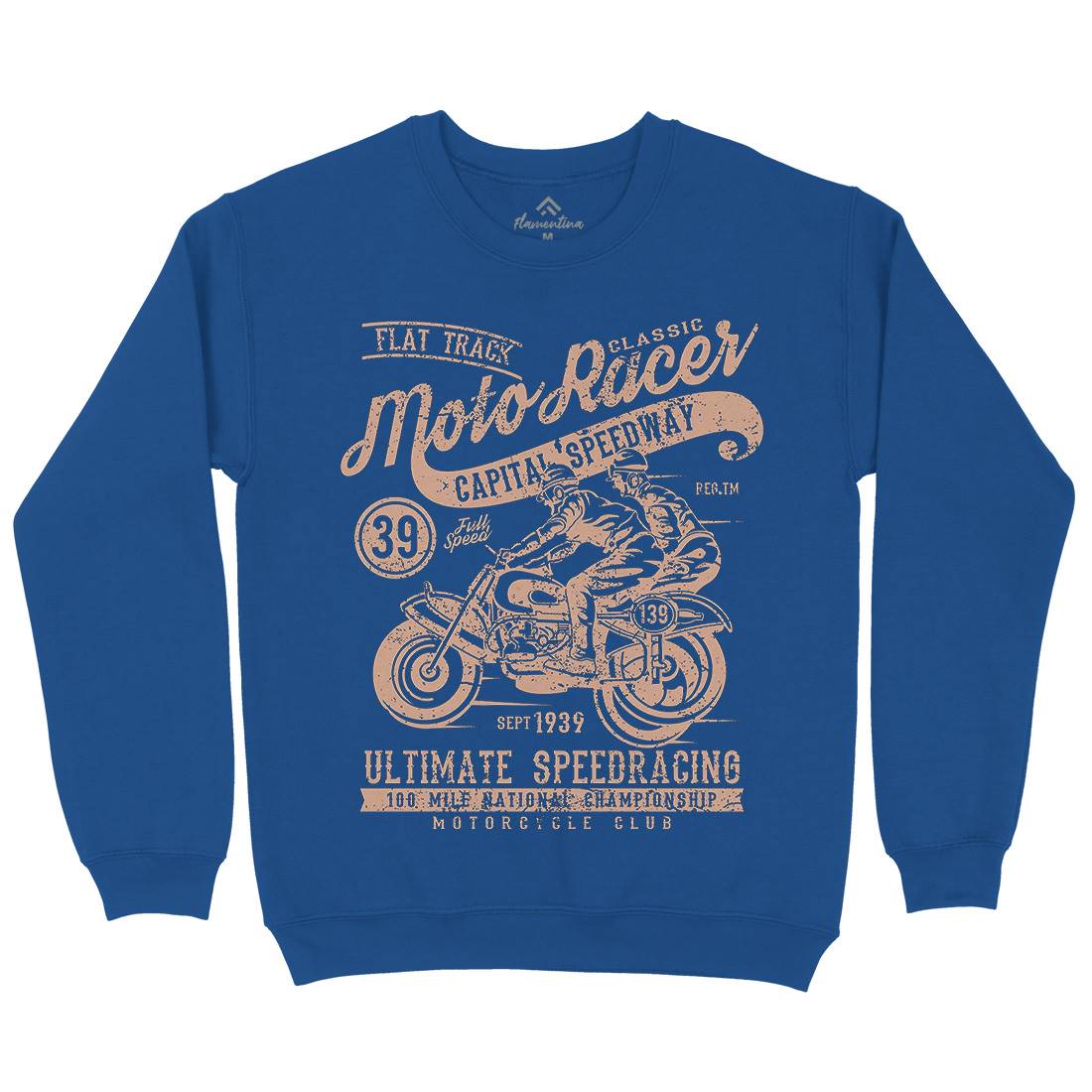 Moto Racer Mens Crew Neck Sweatshirt Motorcycles A090