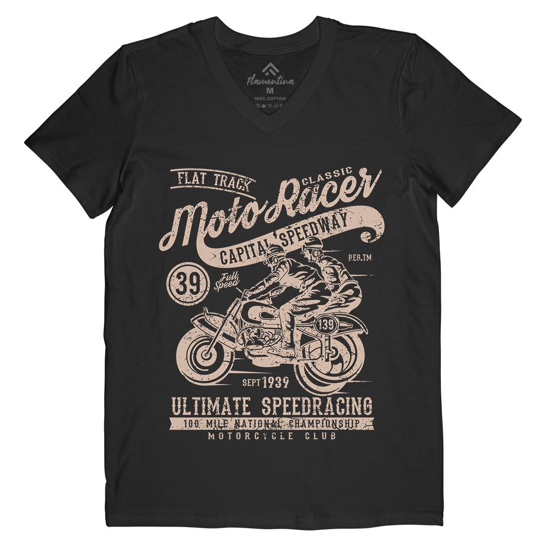 Moto Racer Mens V-Neck T-Shirt Motorcycles A090
