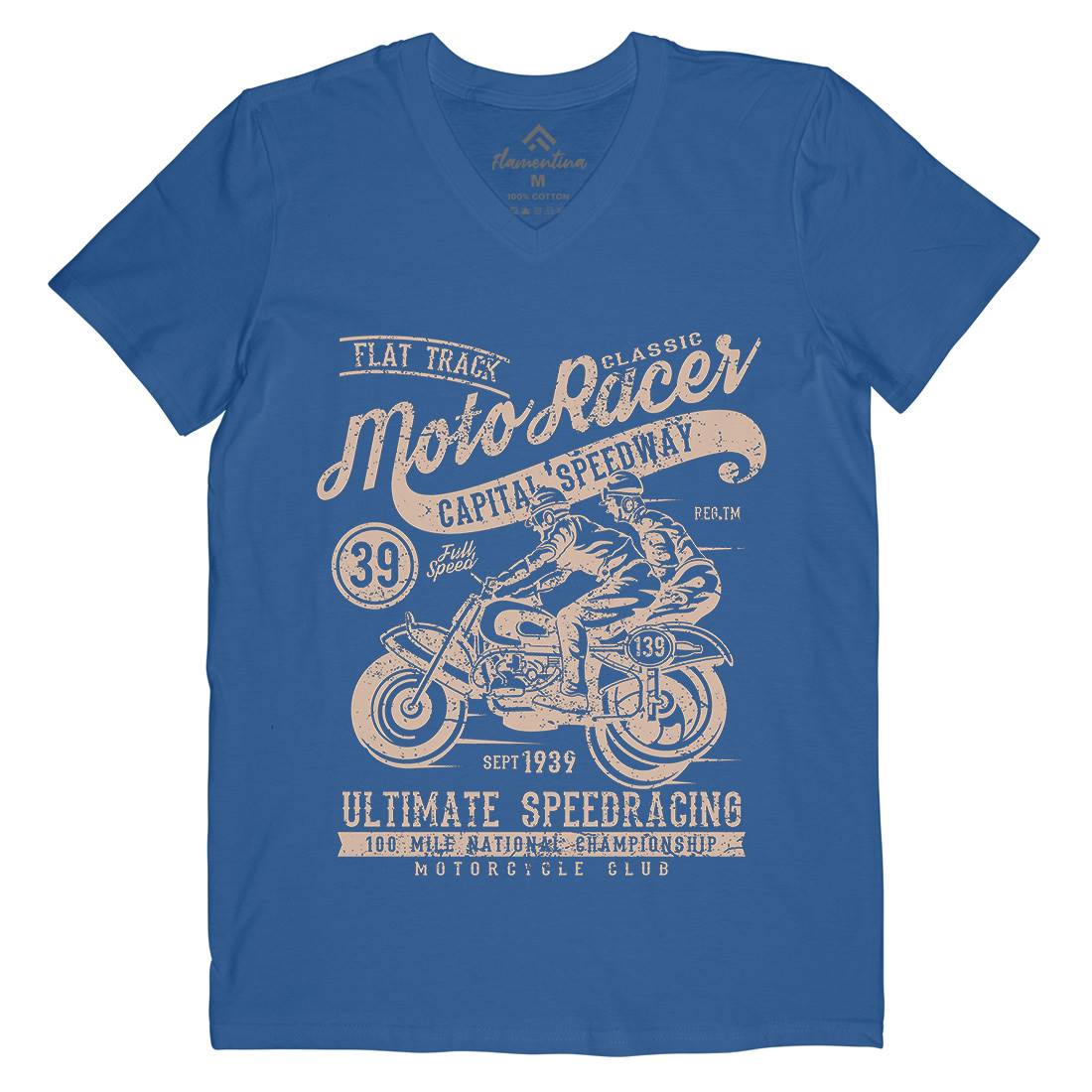 Moto Racer Mens V-Neck T-Shirt Motorcycles A090
