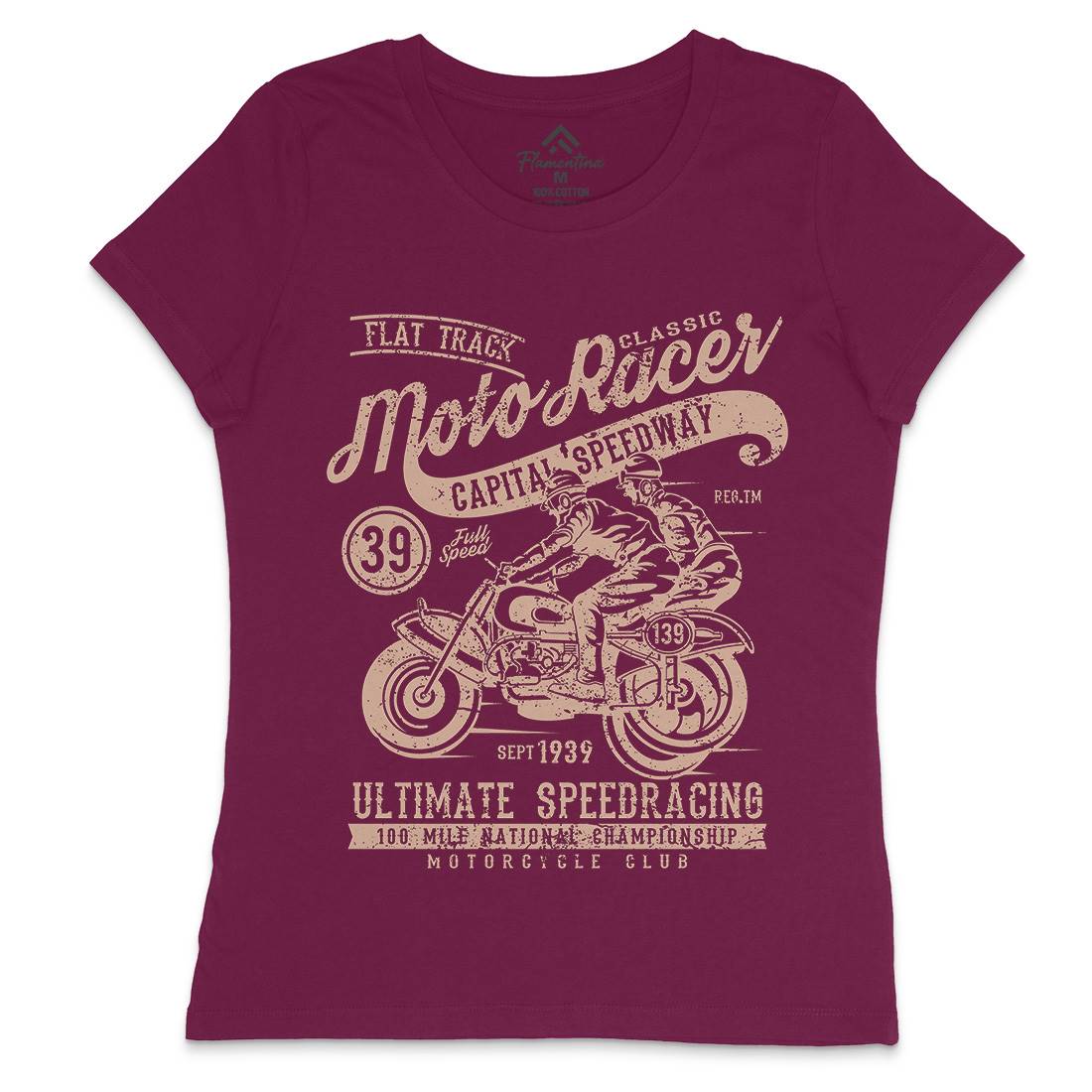 Moto Racer Womens Crew Neck T-Shirt Motorcycles A090