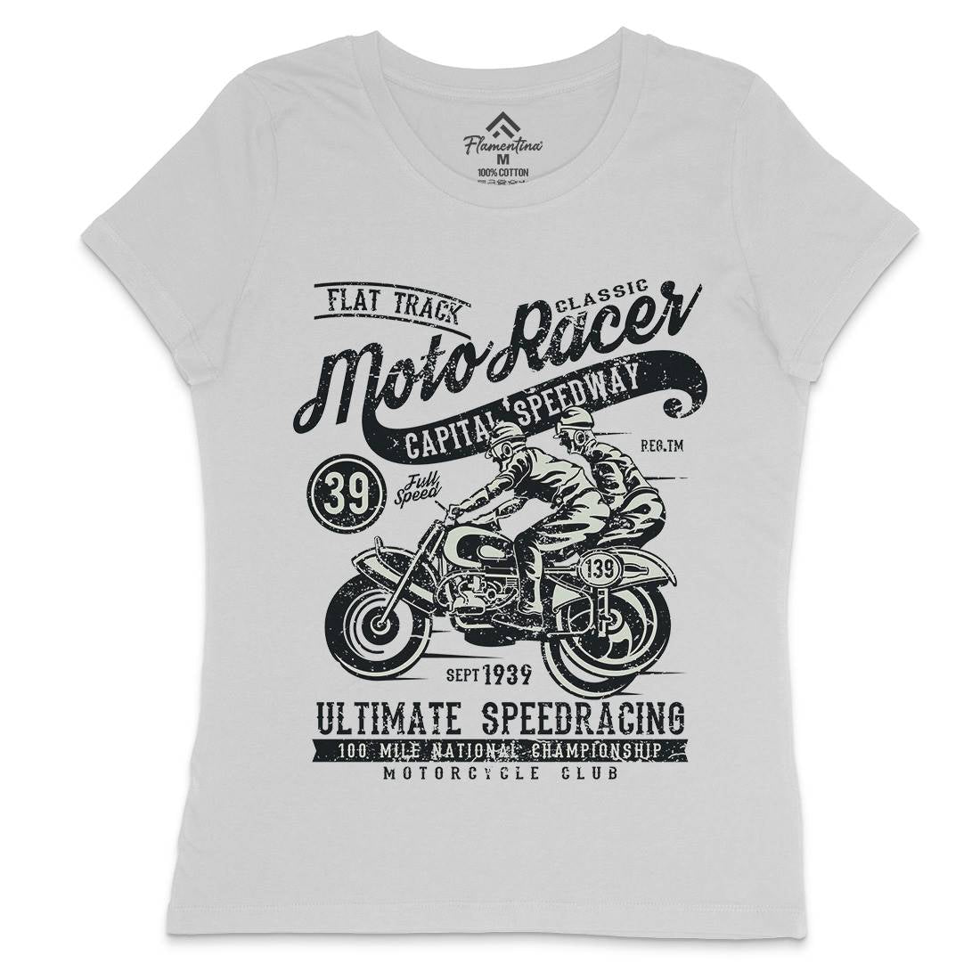 Moto Racer Womens Crew Neck T-Shirt Motorcycles A090