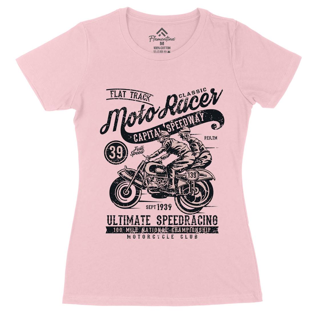 Moto Racer Womens Organic Crew Neck T-Shirt Motorcycles A090