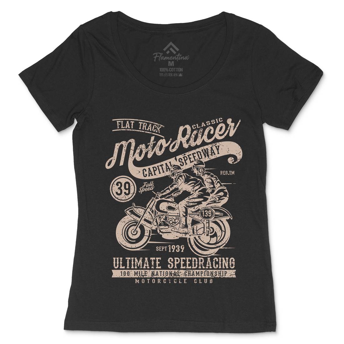 Moto Racer Womens Scoop Neck T-Shirt Motorcycles A090