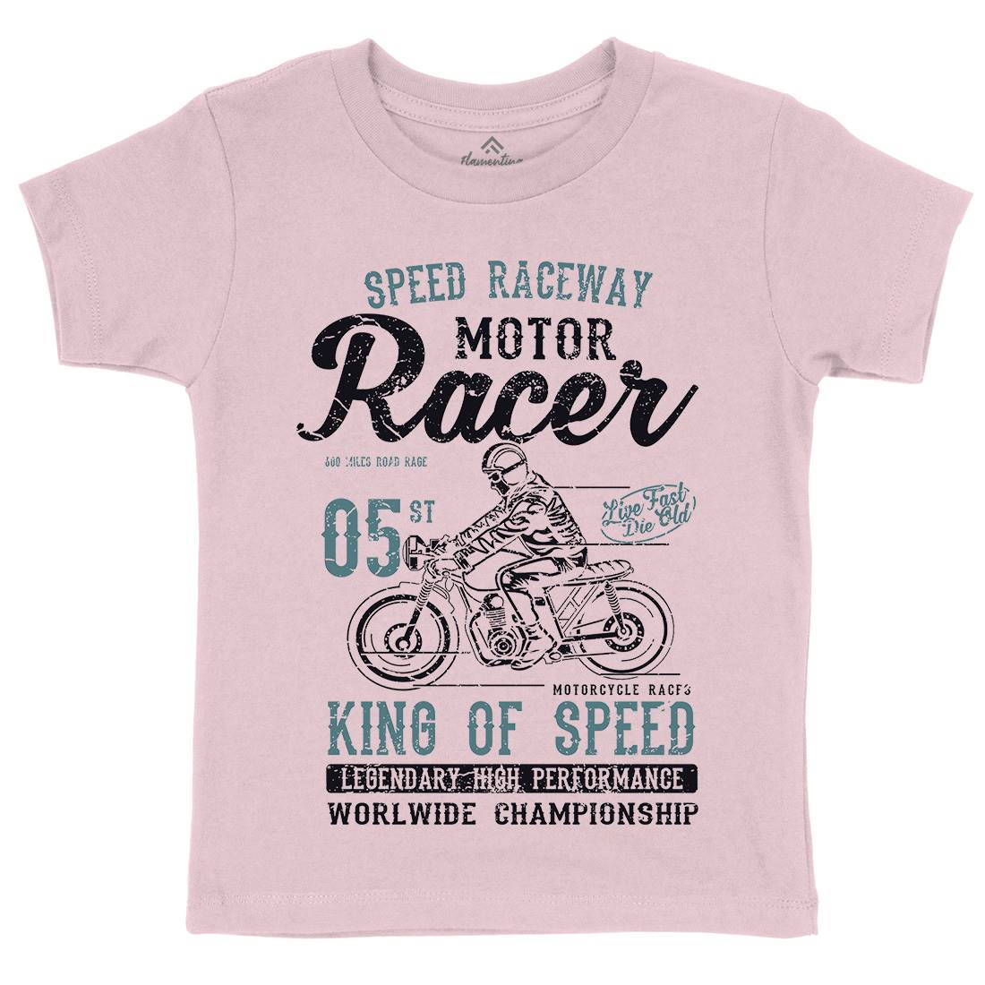 Motor Racer Kids Organic Crew Neck T-Shirt Motorcycles A091