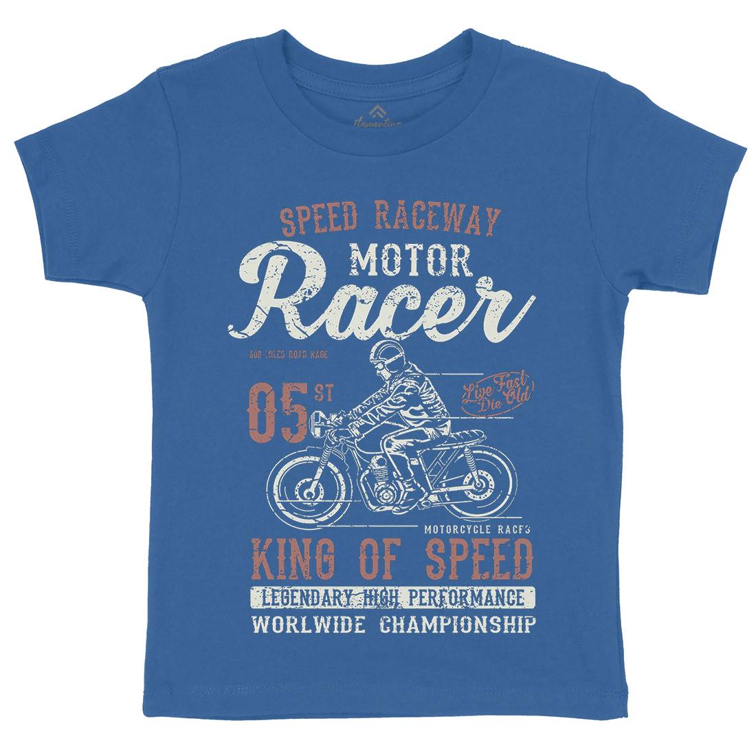 Motor Racer Kids Organic Crew Neck T-Shirt Motorcycles A091