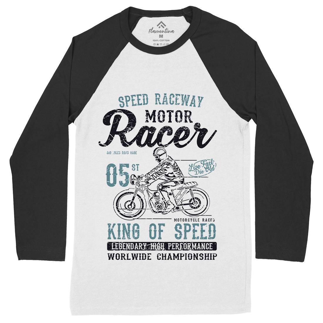 Motor Racer Mens Long Sleeve Baseball T-Shirt Motorcycles A091