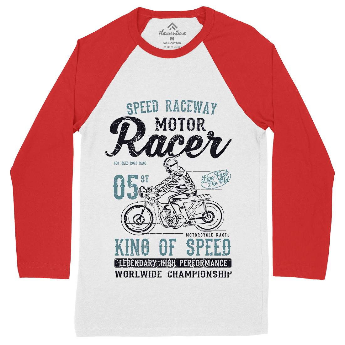 Motor Racer Mens Long Sleeve Baseball T-Shirt Motorcycles A091