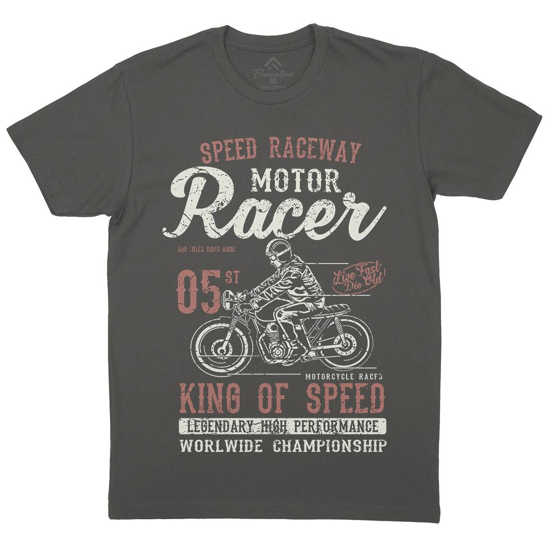 Motor Racer Mens Organic Crew Neck T-Shirt Motorcycles A091