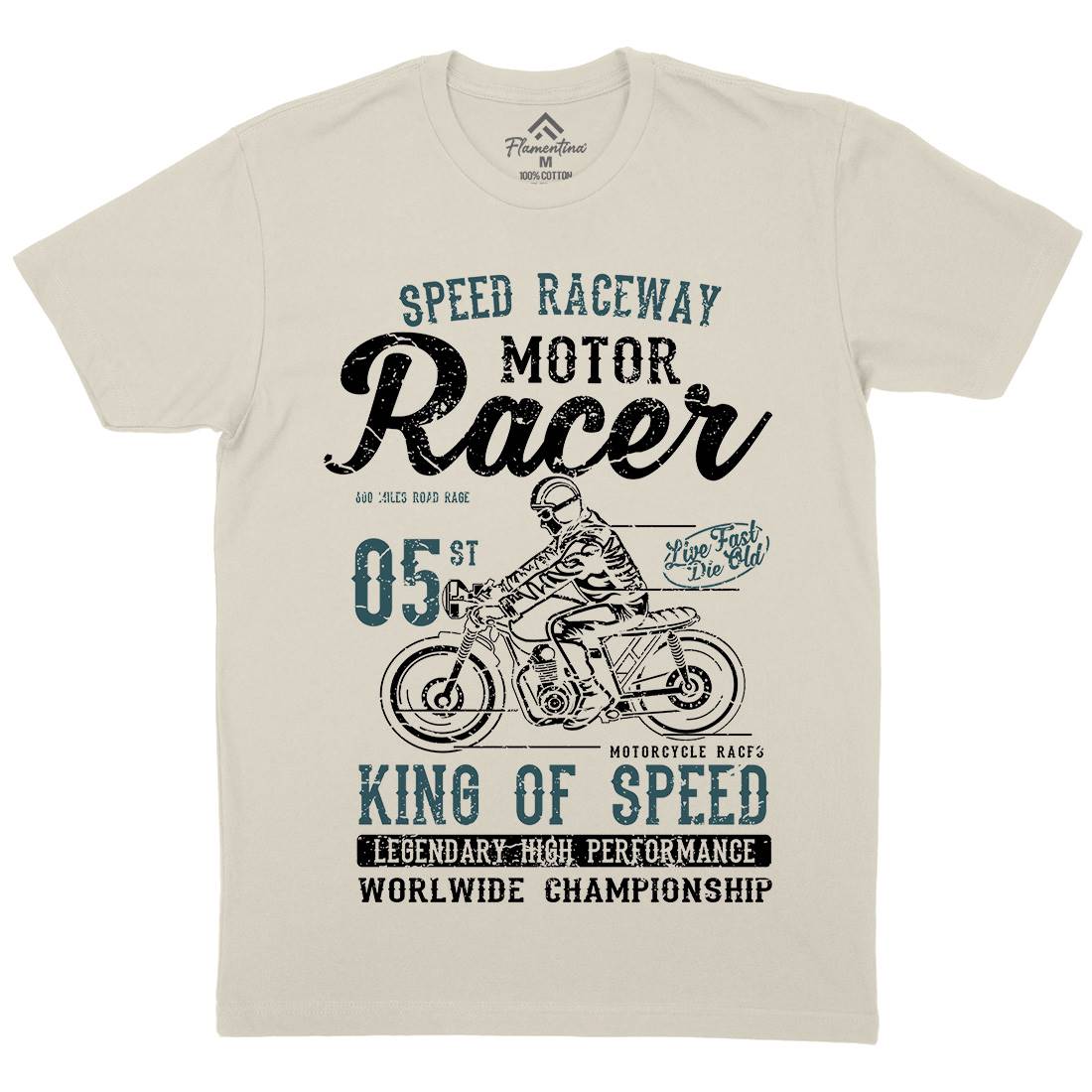 Motor Racer Mens Organic Crew Neck T-Shirt Motorcycles A091