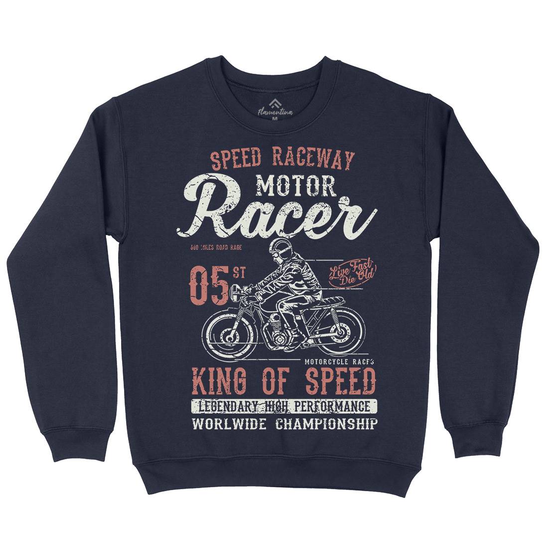 Motor Racer Mens Crew Neck Sweatshirt Motorcycles A091