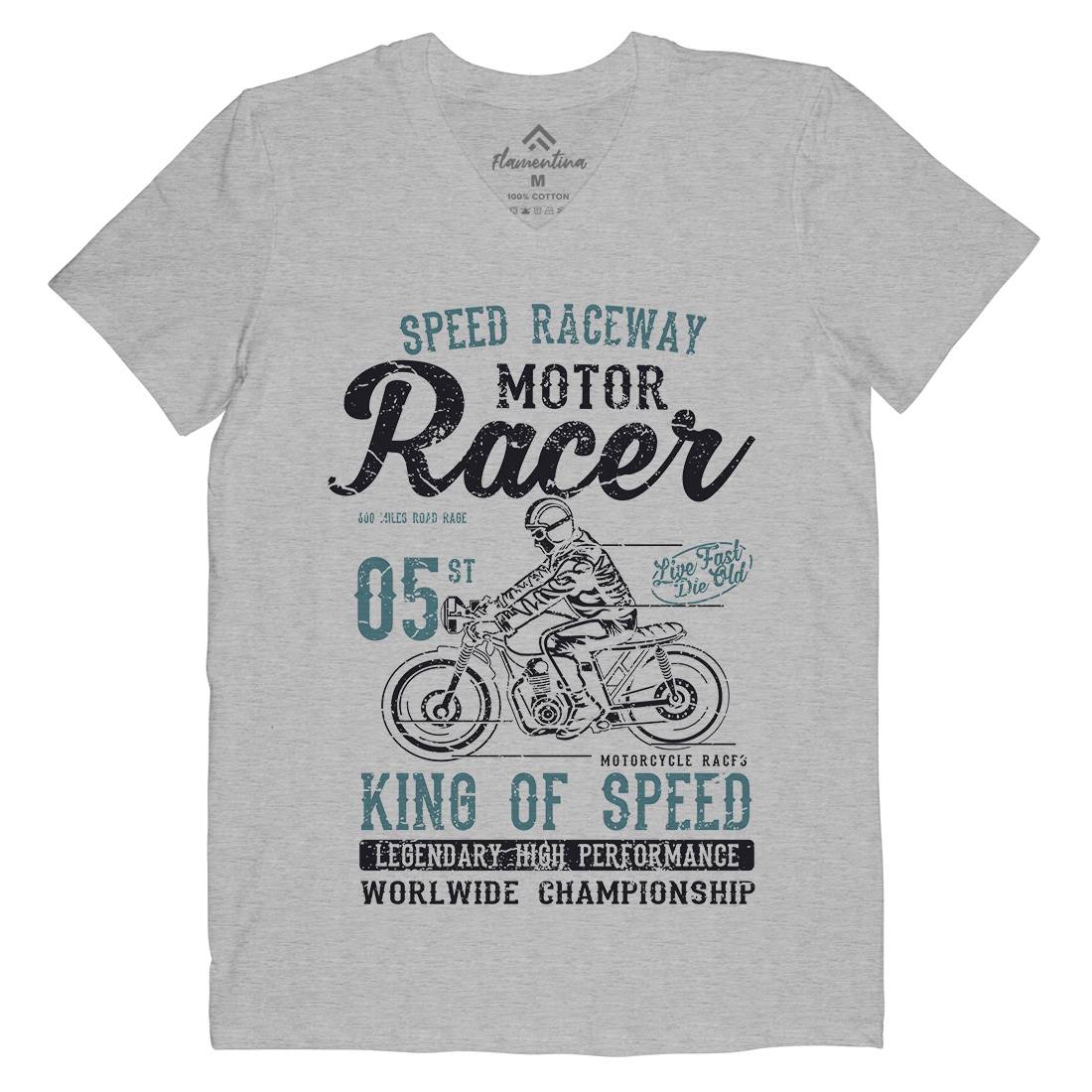 Motor Racer Mens V-Neck T-Shirt Motorcycles A091