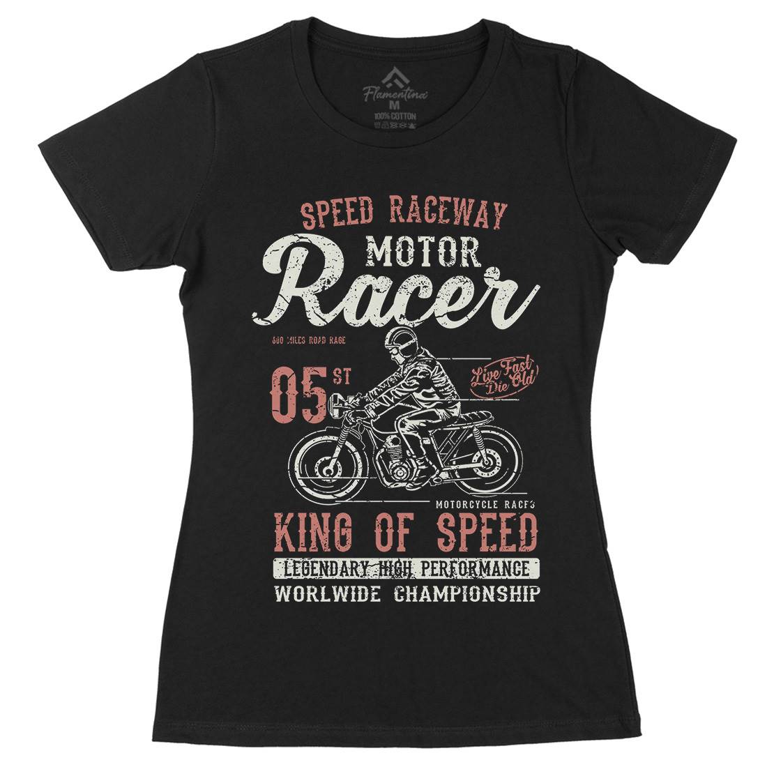 Motor Racer Womens Organic Crew Neck T-Shirt Motorcycles A091
