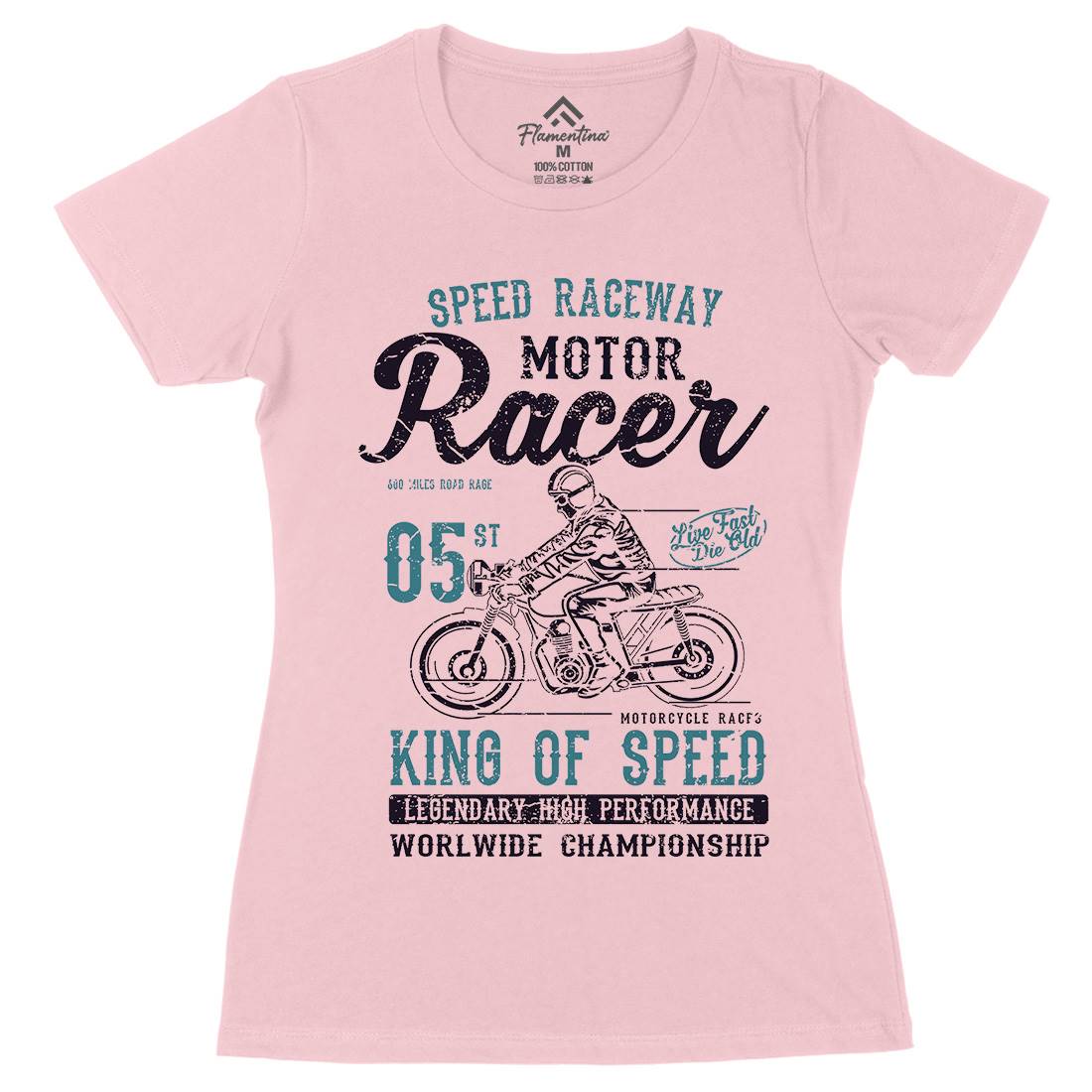 Motor Racer Womens Organic Crew Neck T-Shirt Motorcycles A091