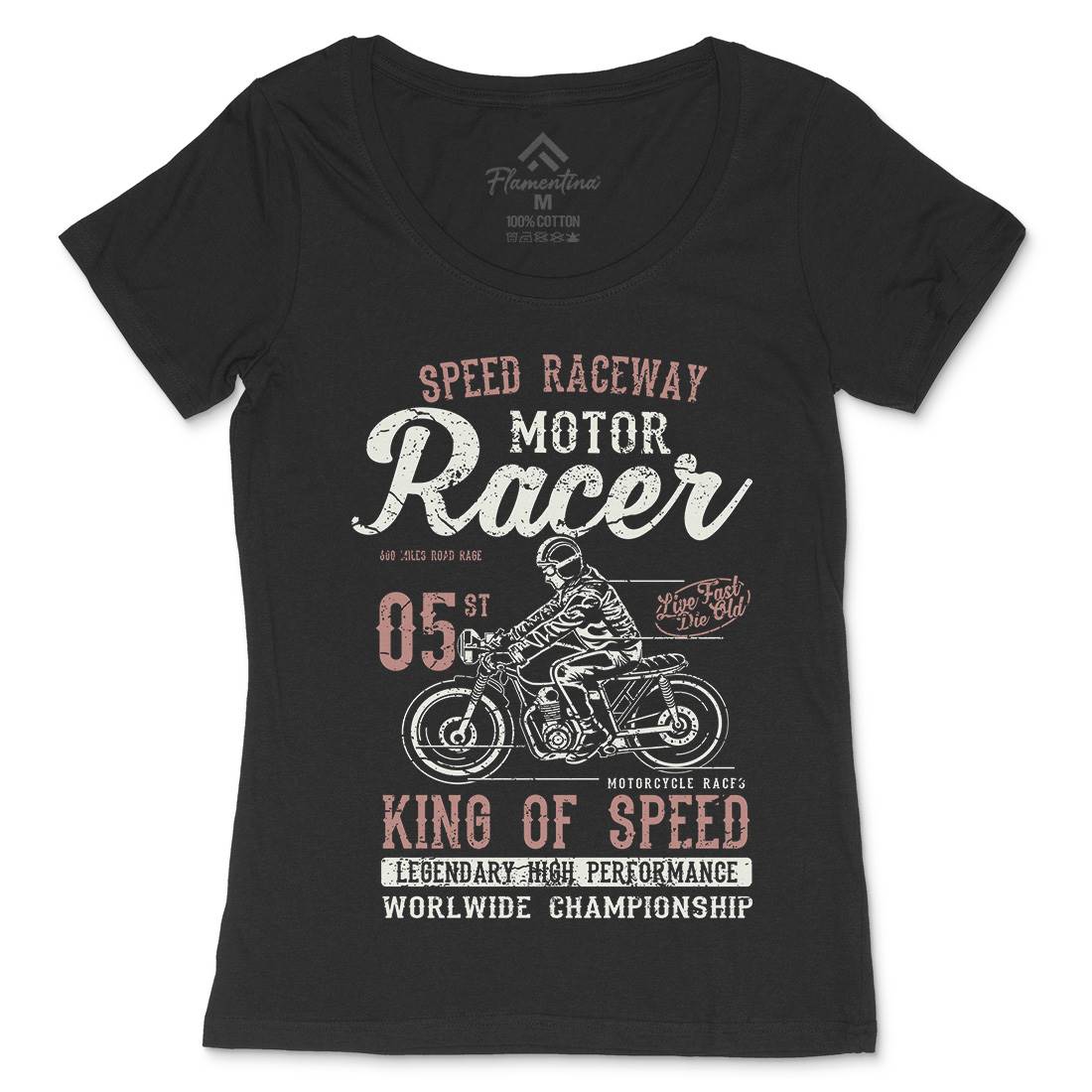 Motor Racer Womens Scoop Neck T-Shirt Motorcycles A091