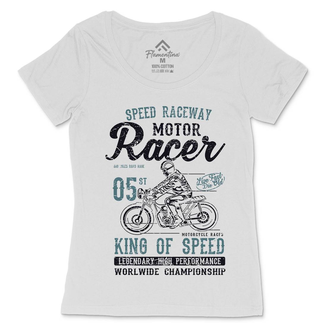 Motor Racer Womens Scoop Neck T-Shirt Motorcycles A091