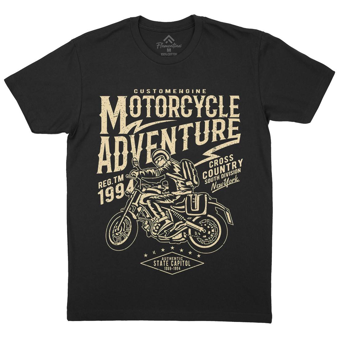 Adventure Mens Organic Crew Neck T-Shirt Motorcycles A092