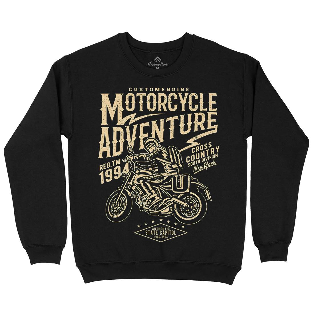 Adventure Mens Crew Neck Sweatshirt Motorcycles A092
