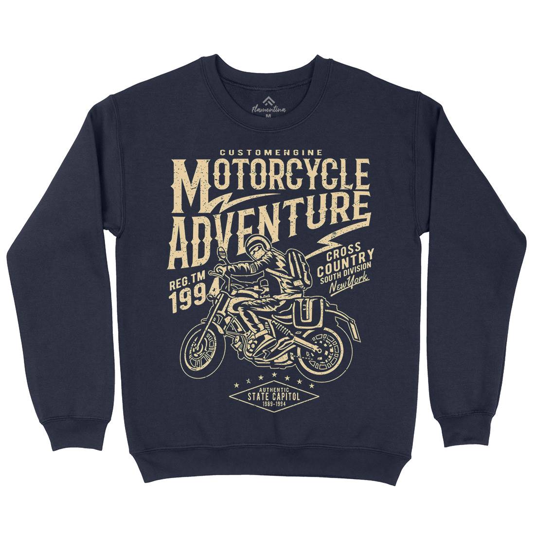 Adventure Mens Crew Neck Sweatshirt Motorcycles A092