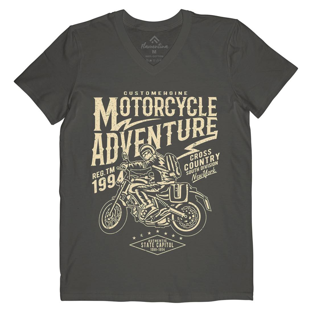 Adventure Mens V-Neck T-Shirt Motorcycles A092