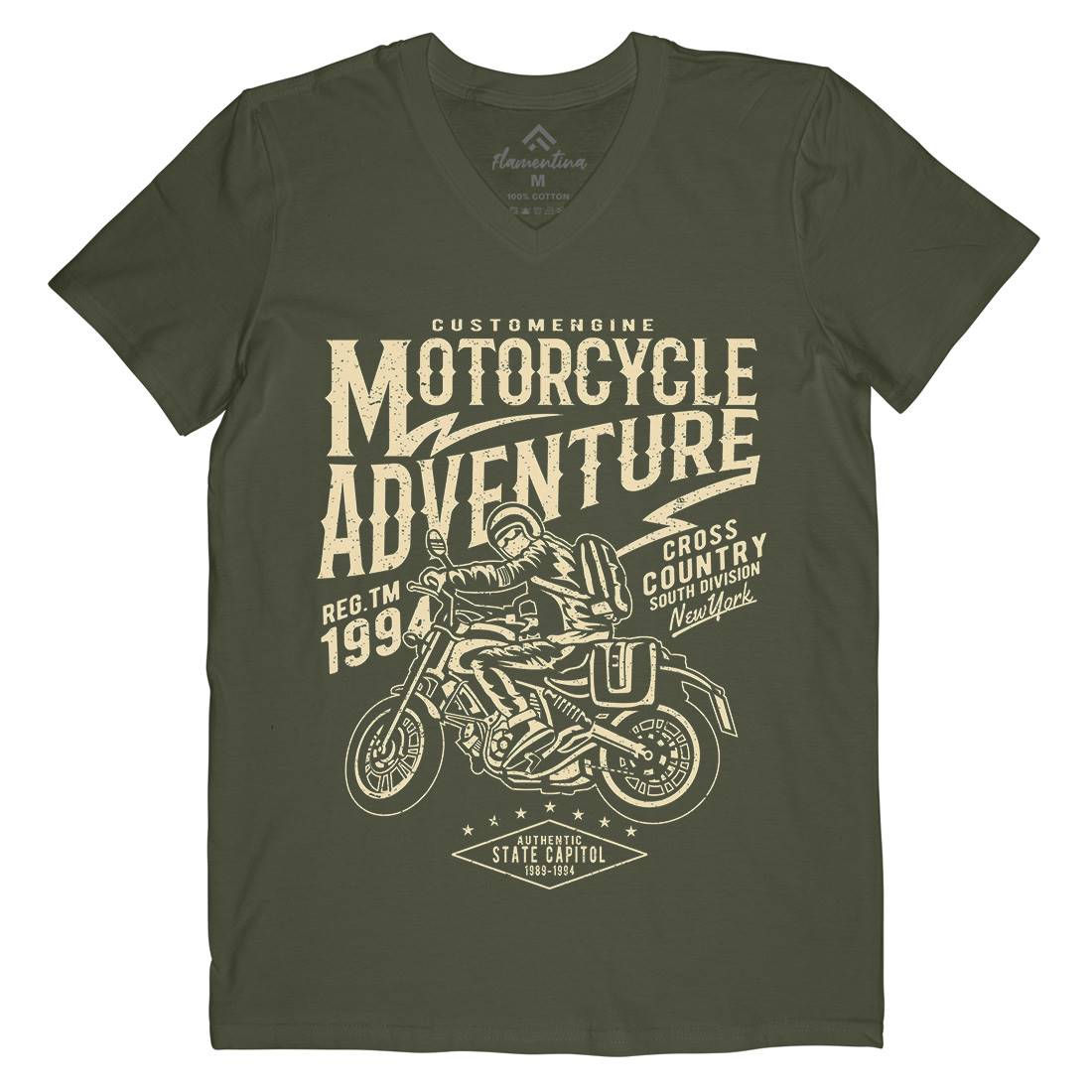 Adventure Mens Organic V-Neck T-Shirt Motorcycles A092
