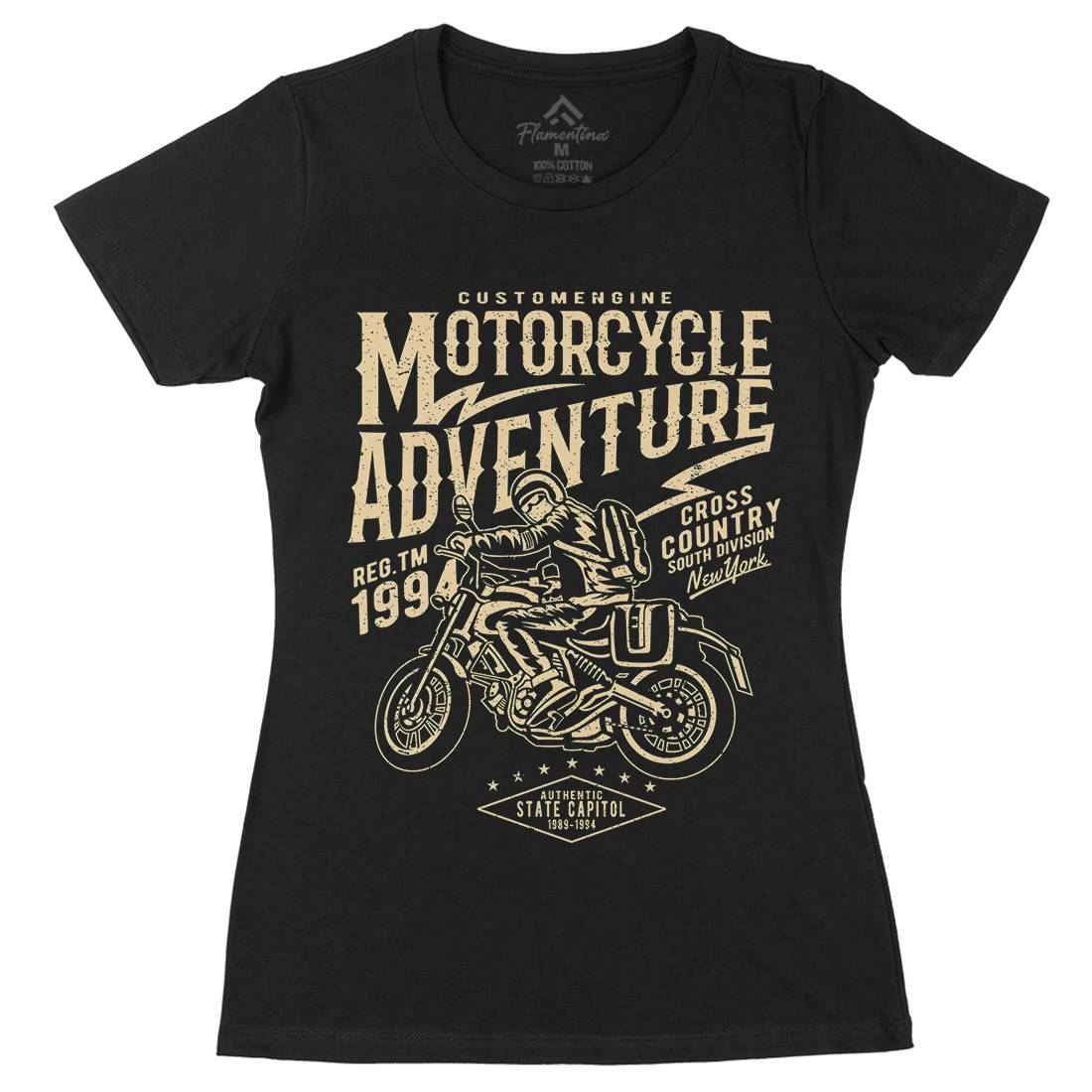 Adventure Womens Organic Crew Neck T-Shirt Motorcycles A092