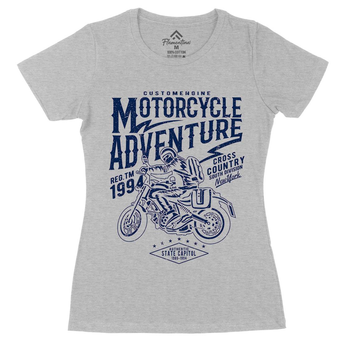 Adventure Womens Organic Crew Neck T-Shirt Motorcycles A092
