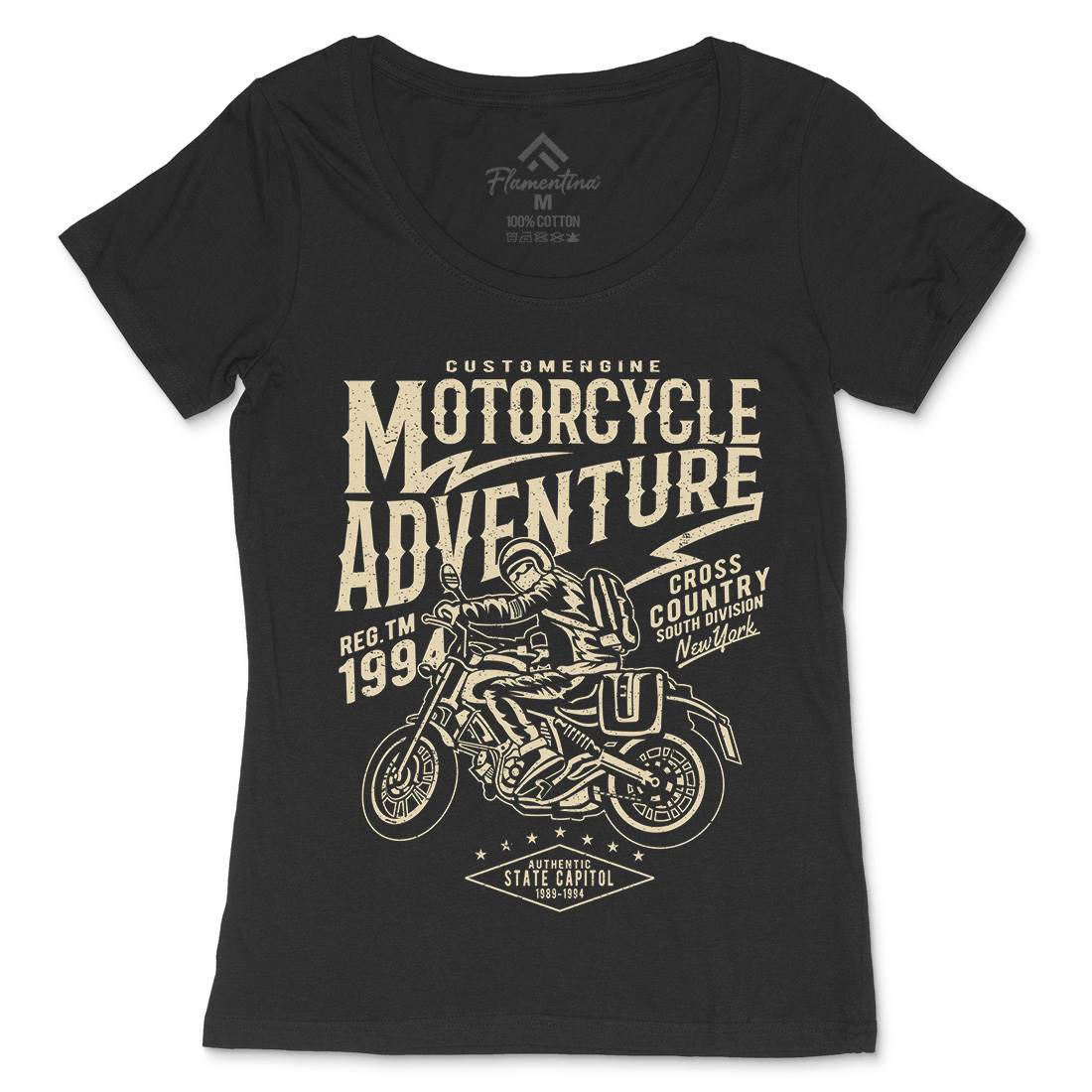 Adventure Womens Scoop Neck T-Shirt Motorcycles A092