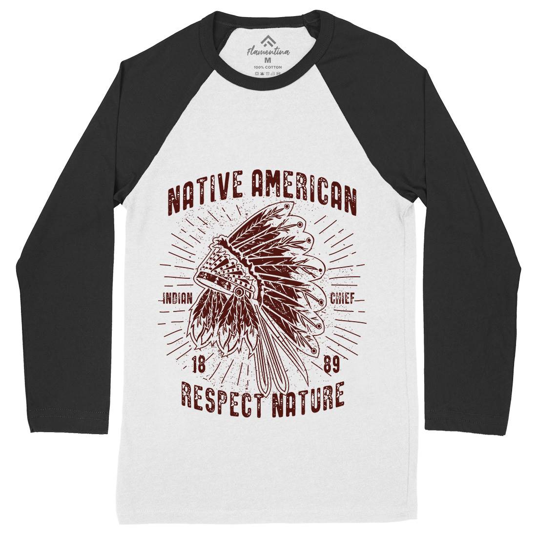 Native American Mens Long Sleeve Baseball T-Shirt Motorcycles A093