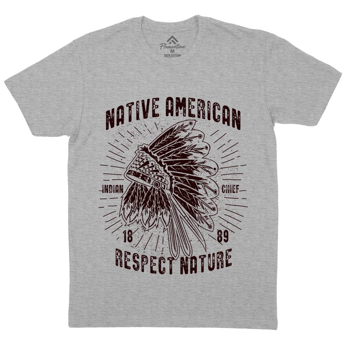 Native American Mens Organic Crew Neck T-Shirt Motorcycles A093