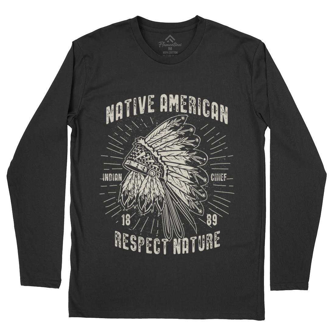 Native American Mens Long Sleeve T-Shirt Motorcycles A093