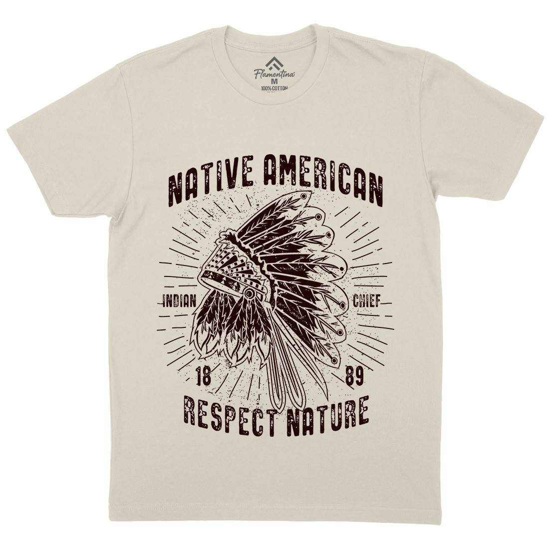 Native American Mens Organic Crew Neck T-Shirt Motorcycles A093