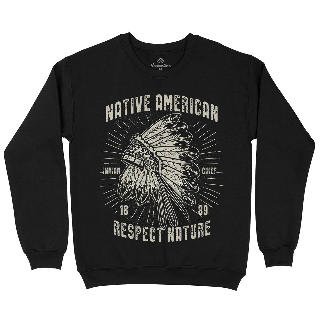 Native American Mens Crew Neck Sweatshirt Motorcycles A093