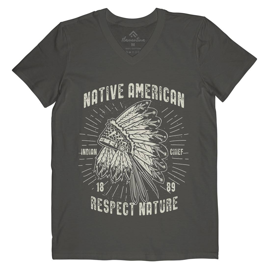 Native American Mens V-Neck T-Shirt Motorcycles A093