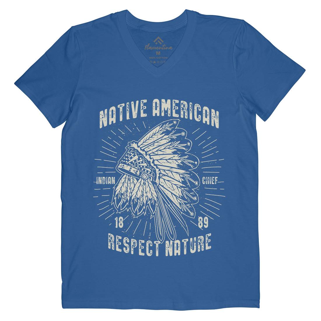 Native American Mens V-Neck T-Shirt Motorcycles A093