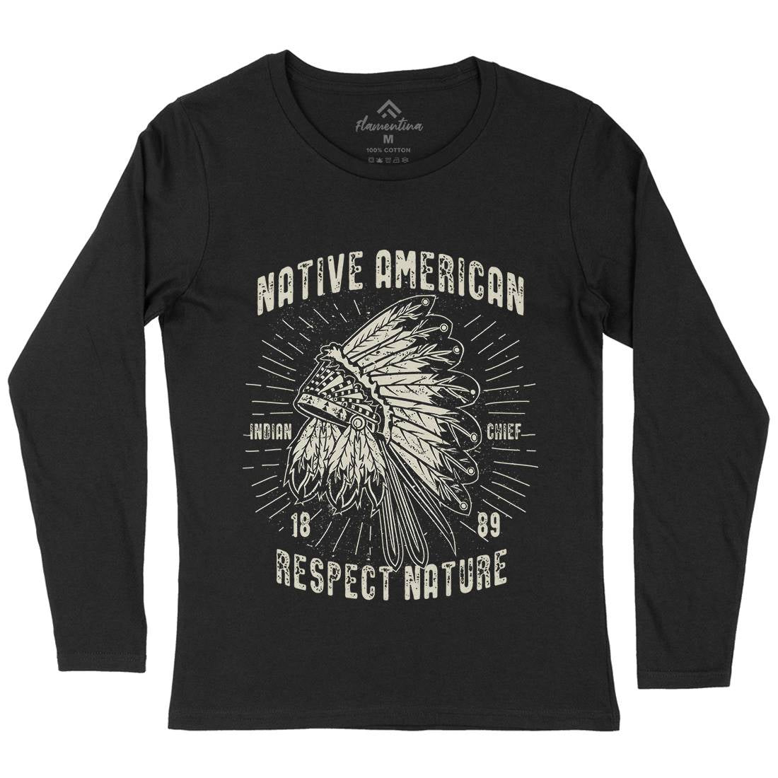 Native American Womens Long Sleeve T-Shirt Motorcycles A093