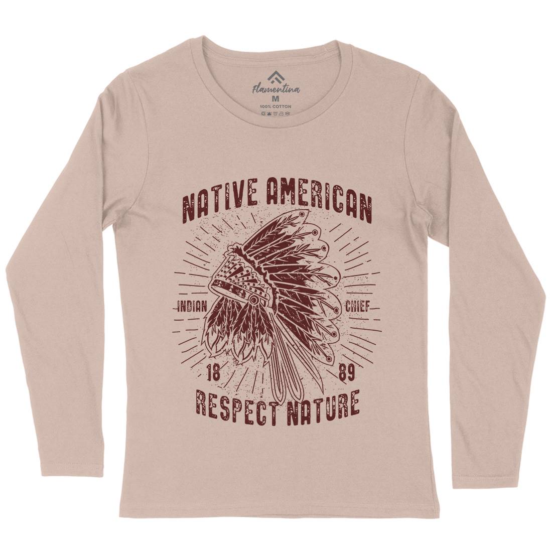 Native American Womens Long Sleeve T-Shirt Motorcycles A093