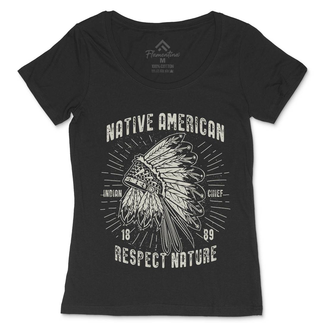Native American Womens Scoop Neck T-Shirt Motorcycles A093
