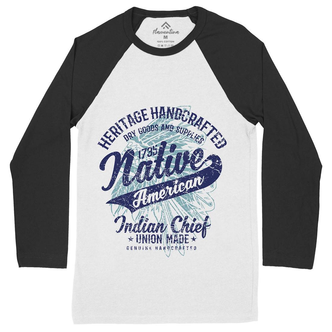 Native American Mens Long Sleeve Baseball T-Shirt Motorcycles A094