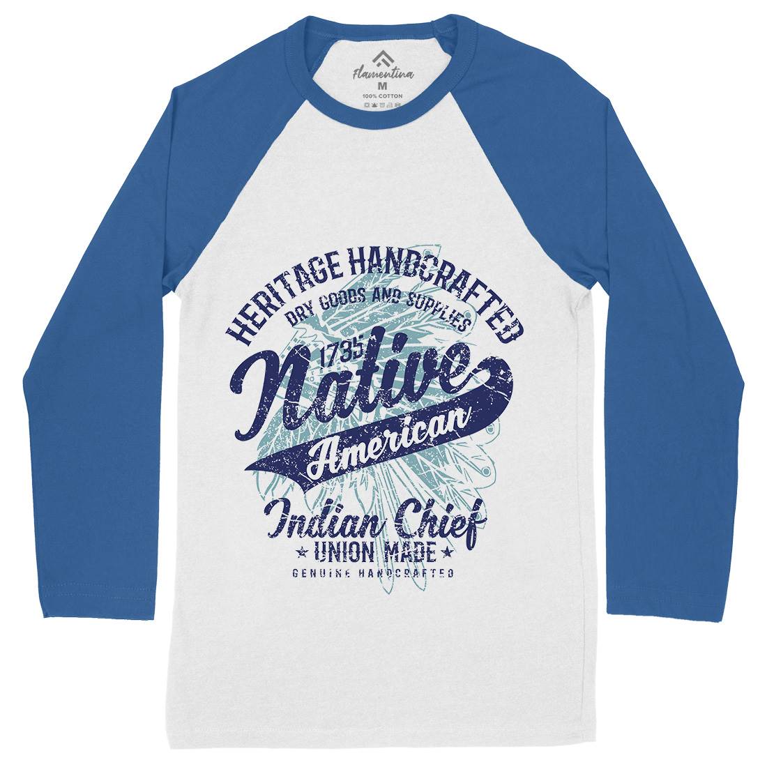 Native American Mens Long Sleeve Baseball T-Shirt Motorcycles A094